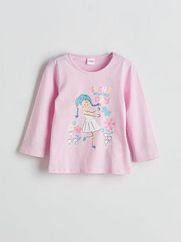 Bisiklet Yaka Bask?l? K?z ?ocuk Pijama ?st