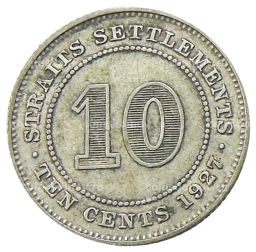 10 центов 1927 года Стрейтс Сетлментс