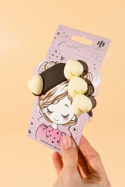 Набор заколок для волос клик-клак, зажим, софт-тач, арт. 71754 / 10 СЕРДЕЧКИ (в наборе: 2шт., 6,4; 6,7 см, черный металл, поликарбонат, полиэфирная смола, цвет: бежевый, коричневый, подложка из мелованного картона + ПЭТ-пакет с европодвесом)