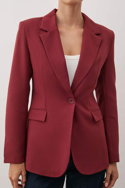 Bordo Fitted/Vucuda Oturan Tek Dugmeli Blazer Ceket TWOAW26BC00059 - Trendyolmilla фото 2