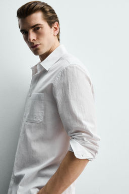 CAMISA REGULAR FIT EFECTO ARRUGADO / Blanco - Zara фото 6