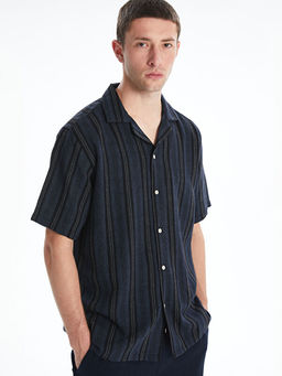 Regular Fit K?sa Kollu ?izgili Erkek G?mlek