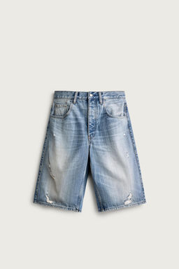 BERMUDA DENIM BAGGY FIT ROTOS / Azul medio - Zara фото 11