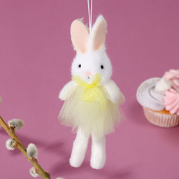 Мягкая игрушка на пасху «Зайка в платье» на подвесе, 16 см, МИКС