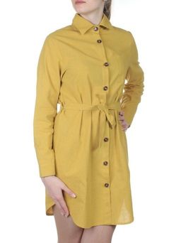 803 YELLOW Платье хлопковое с воротником Fashion