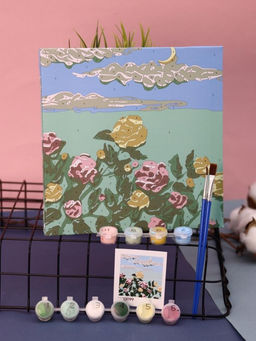 Картина по номерам на подрамнике Draw Me! Yellow-pink flowers, (20*20 см)