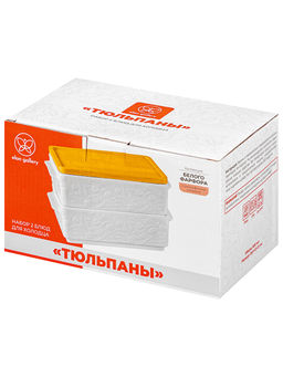 Набор 2 блюд д/холодца 1,6 л 20,5*12*12 см Тюльпаны с бамбуковой крышкой - Elan gallery фото 5