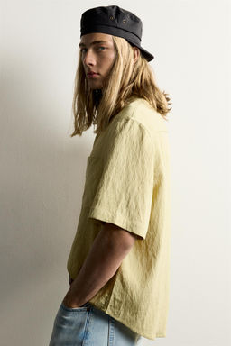 CAMISA BOXY FIT JACQUARD RAYAS / Amarillo - Zara фото 6