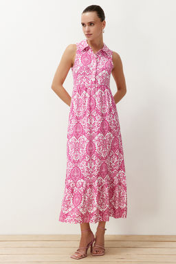 TRENDYOLMILLA Cok Renkli Etnik Maxi Orme Elbise TWOSS24EL00470