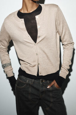 WOOL BLEND CARDIGAN WITH LONG SLEEVES - Zara фото 3