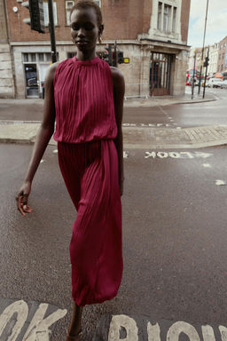 CREASED-EFFECT PLEATED MIDI DRESS - Zara фото 6