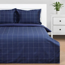 Постельное бельё Этель 1,5 сп Cage: dark blue, 143х215 см, 150х215 см, 50х70+3 см-2 шт, мако-сатин, 114г/м2  фото 3