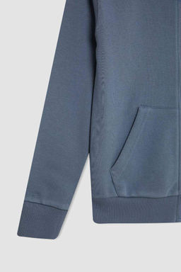 Базовый школьный кардиган с капюшоном и молнией для девочек - Defacto фото 8