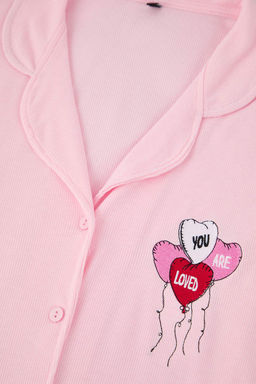 Pembe Kalp Bask?l? Fitilli Orme Pijama Tak?m? THMAW26PT00155 - Trendyolmilla фото 8