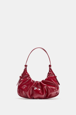 CRACKLED EFFECT GATHERED BAG