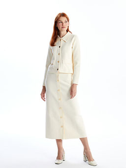 Kad?n Beli Lastikli D?z Triko Etek