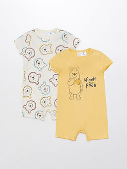 Bisiklet Yaka Winnie the Pooh Bask?l? Erkek Bebek Tulum 2li