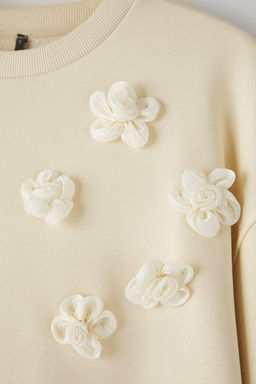 Tas Kal?n Sardonsuz Aksesuar Cicek Detayl? Oversize/Genis Kesim Orme Sweatshirt TWOAW26SW00004 - Trendyolmilla фото 6