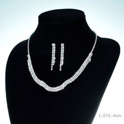 Колье со стразами и серьги гвоздики 4 см / 7056 /уп 12/серебро - Галеонтрейд фото 2