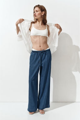 Pantal?n ancho con cintura paper bag - H&m фото 4