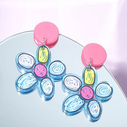 Серьги пластик Рисунок цветок, цветные - Queen fair фото 2