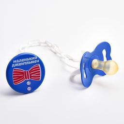 Соска-пустышка латексная классическая с держателем Маленький джентльмен, от 0 мес. - Крошка я фото 3