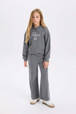 Толстовка с короткими рукавами из ткани селаник обычного кроя с капюшоном и принтом с надписью - Defacto фото 2