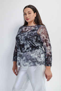 Блуза темно-серая с абстрактным принтом Averi