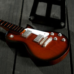 Гитара сувенирная Les Paul, на подставке, 24×8×2 см, коричнево-белая