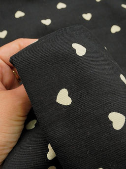 Микровельвет Молочные сердечки цв.черный, СОРТ2, ш.1.45м, хлопок-100%, 140гр/м.кв - Купава фото 7