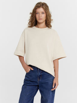 Футболка женская бежевая оверсайз