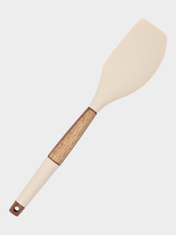 Лопатка кухонная с деревянной ручкой, скошенная, силикон
