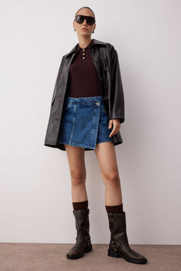 Mavi Kruvaze Kapama Denim Sort Etek TWOAW26SR00043