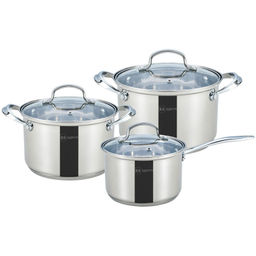 Набор посуды 6 пр "Бохманн" (2,0л,2,7л,3,7л) стекл. крыш., капсульное дно, арт. 1616-06RS/CW