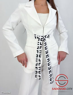 Брючный костюм классический с поясом для женщин - Bruno фото 3