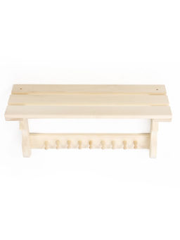 Полка-вешалка для бани и сауны «С лёгким паром», 64×23×27 см, деревянная, 9 крючков