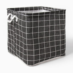 Текстильная корзина Доляна Клетка черная, 32*32*32 см  фото 2