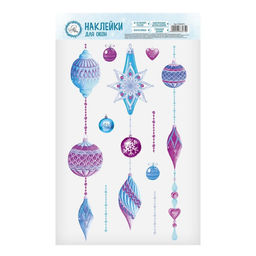 Наклейки новогодние на окна Новогодние игрушки, многоразовые, 20 х 34 см