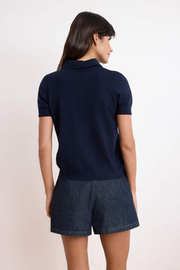 Lacivert Fular Detayl? Premium Iplik/ Ozel Iplik Bluz TWOSS26BZ00159