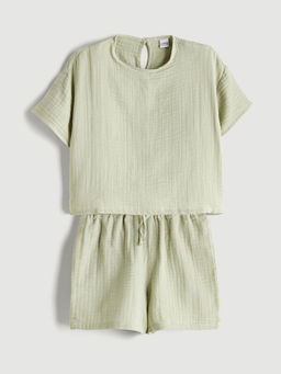 Bisiklet Yaka K?z ?ocuk M?slin Bluz ve ?ort