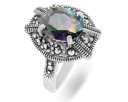 Кольцо из серебра марказит, мистик циркон, SL-AGA108