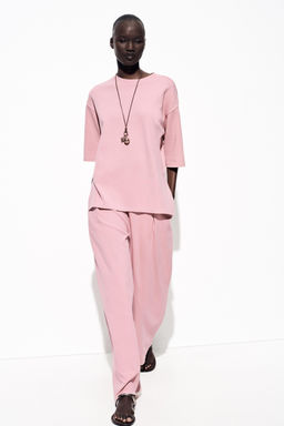 WASHED-EFFECT INTERLOCK TROUSERS
