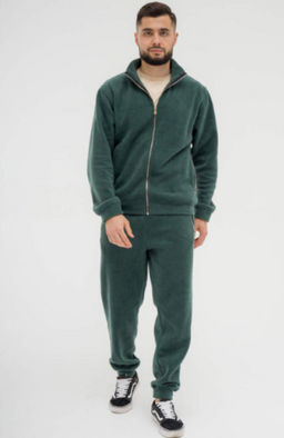 517 Костюм мужской на молнии, флис, темно-зеленый - Knitka wear фото 9
