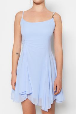 TRENDYOLMILLA Siyah A-Kesim Astarl? Dokuma Sifon K?sa Abiye Gece Elbise TPRSS23EL00033  фото 4