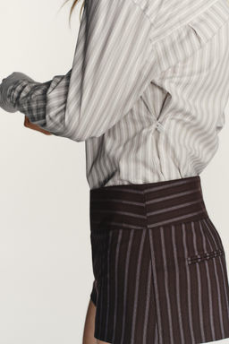 STRIPED POPLIN SHIRT WITH SHOULDER PADS - Zara фото 13