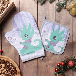 Набор кух. Доляна Чаепитие в лесу: варежка 20х28 см, прихватка 17х17 см, 35% хл, 65% пэ