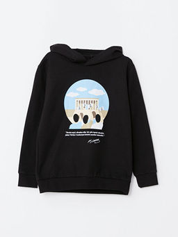 Kap??onlu Atat?rk Temal? Uzun Kollu Erkek ?ocuk Sweatshirt