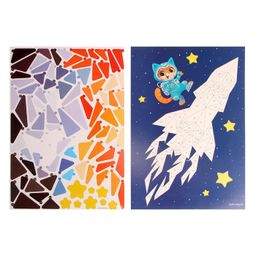 Аппликации геометрическими наклейками Котик в космосе 21х29.7см - Школа талантов фото 3