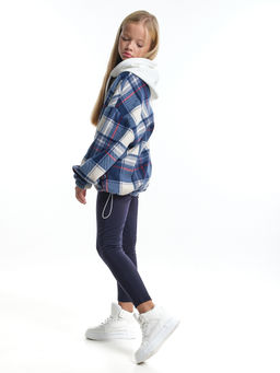 Худи оверсайз в клетку подростковое с капюшоном на меху 22-8046 синяя клетка - Mini maxi фото 14