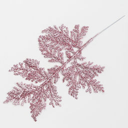 Цена за 10 шт. Ветка декоративная новогодняя Изумление, розовая, 0.3?12?28 см